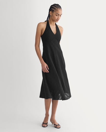 Textured Halter Midi Dress | Black