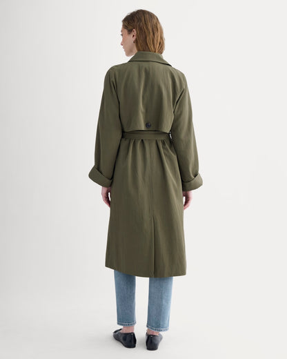 Drapey Twill Trench | Olive Night