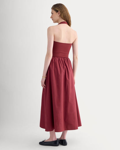Halter Dress in Ultrasoft Cotton | Pomegranate