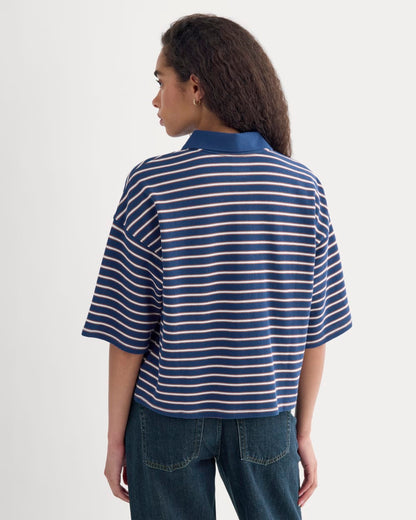 Pique Boxy Polo | Estate Blue/Henna/Gardenia