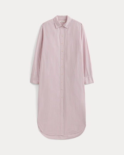 Midi Shirtdress in Ultrasoft Cotton | Burnished Lilac/Gardenia