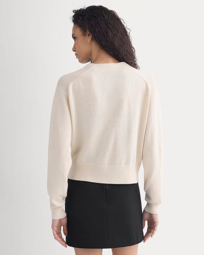 Deep V-Neck Cardigan in Cotton Merino | Canvas