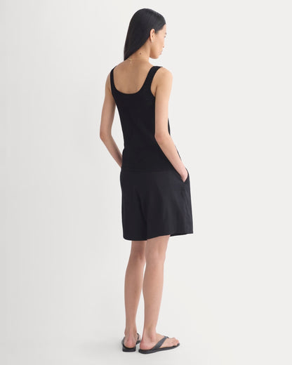 Lace-Trimmed Tank in Fine Linen | Black