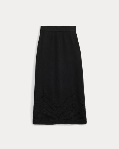 Lace-Knit Maxi Skirt | Black