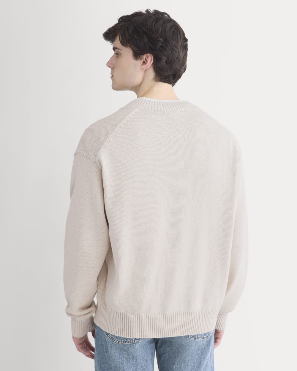 Relaxed V-Neck Sweater in Everyday Cotton | Heathered Oat
