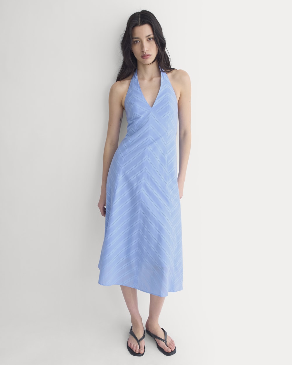Textured Halter Midi Dress | Open Air Blue