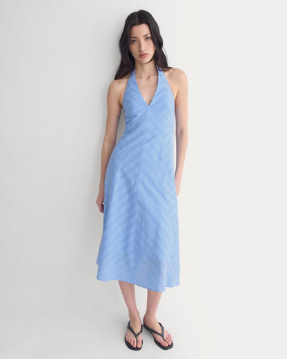 Textured Halter Midi Dress | Open Air Blue