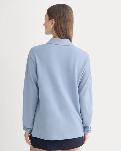 Oversized Pique Polo | Soft Blue