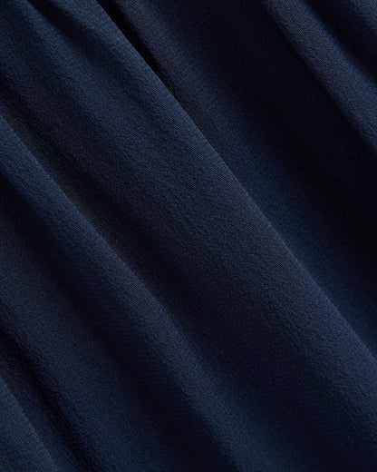 Notch Collar Shirtdress in Silk Georgette | Navy