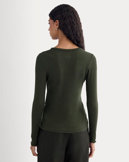 Sheer V-Neck Cardigan in Butterluxe | Dark Green
