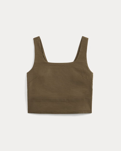 Square Tank in Stretch Linen | Beech