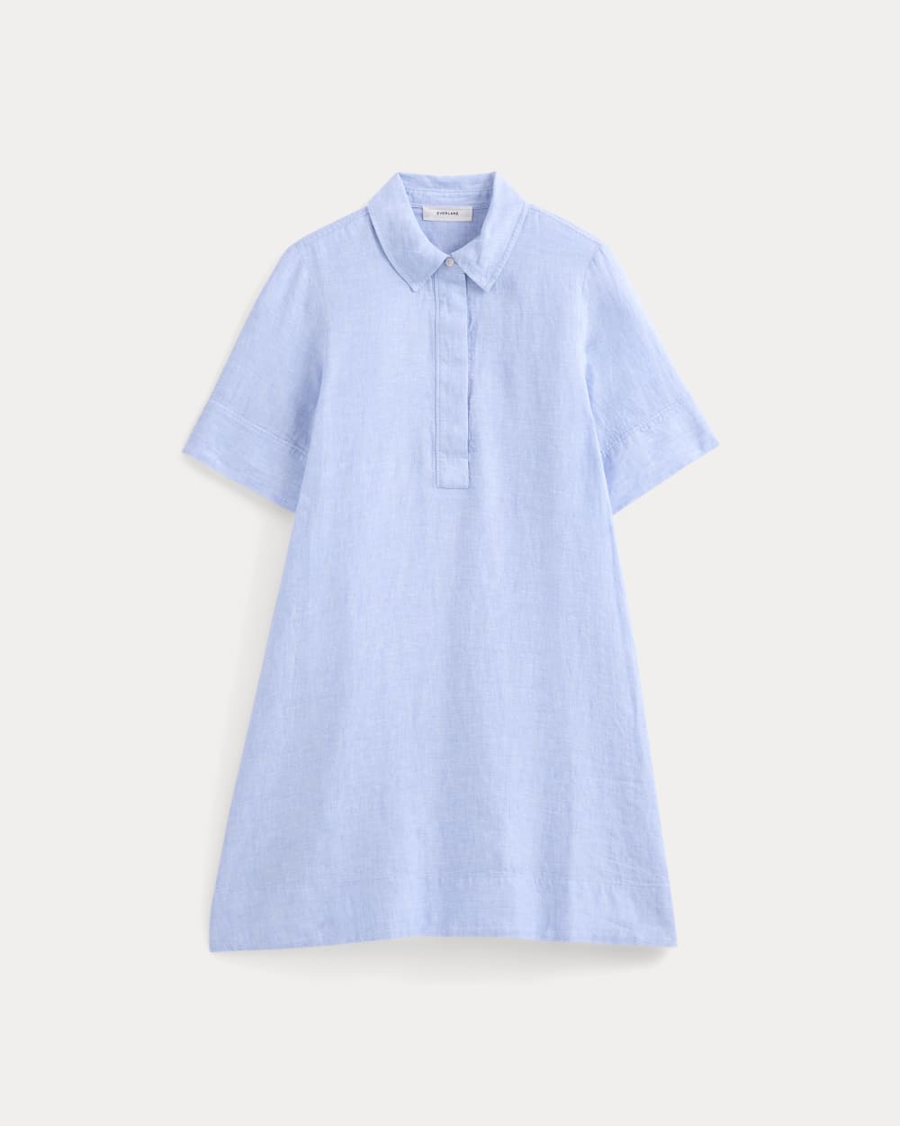Mini Popover Shirtdress in Linen | Light Blue
