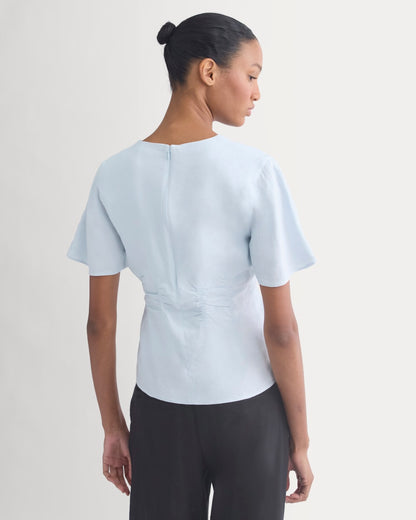 Cinched Top in Stretch Linen | Skywriting