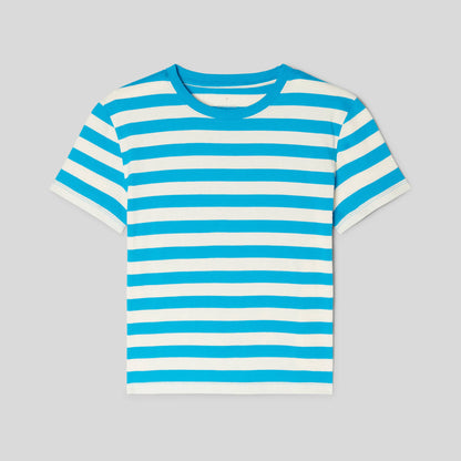 The Box-Cut Tee in Essential Cotton | Horizon Blue / Canvas Tan | No Pocket