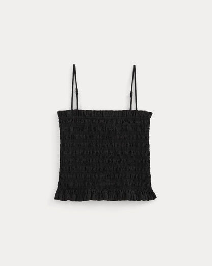 Gauze Smocked Cami | Black