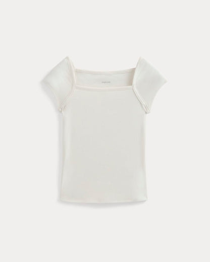 RetroSoft Cotton Square-Neck Tee | Bone