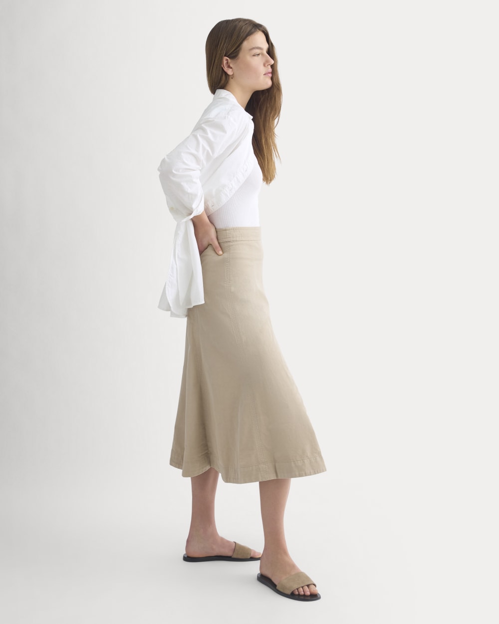Seamed Midi Skirt | Trench Coat Khaki