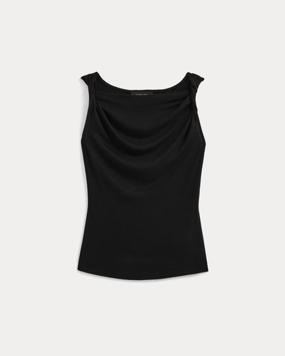 Cowl Neck Twist Tank in Butterluxe | Black