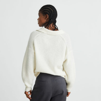 The Alpaca Waffle-Stitch Polo | Snow