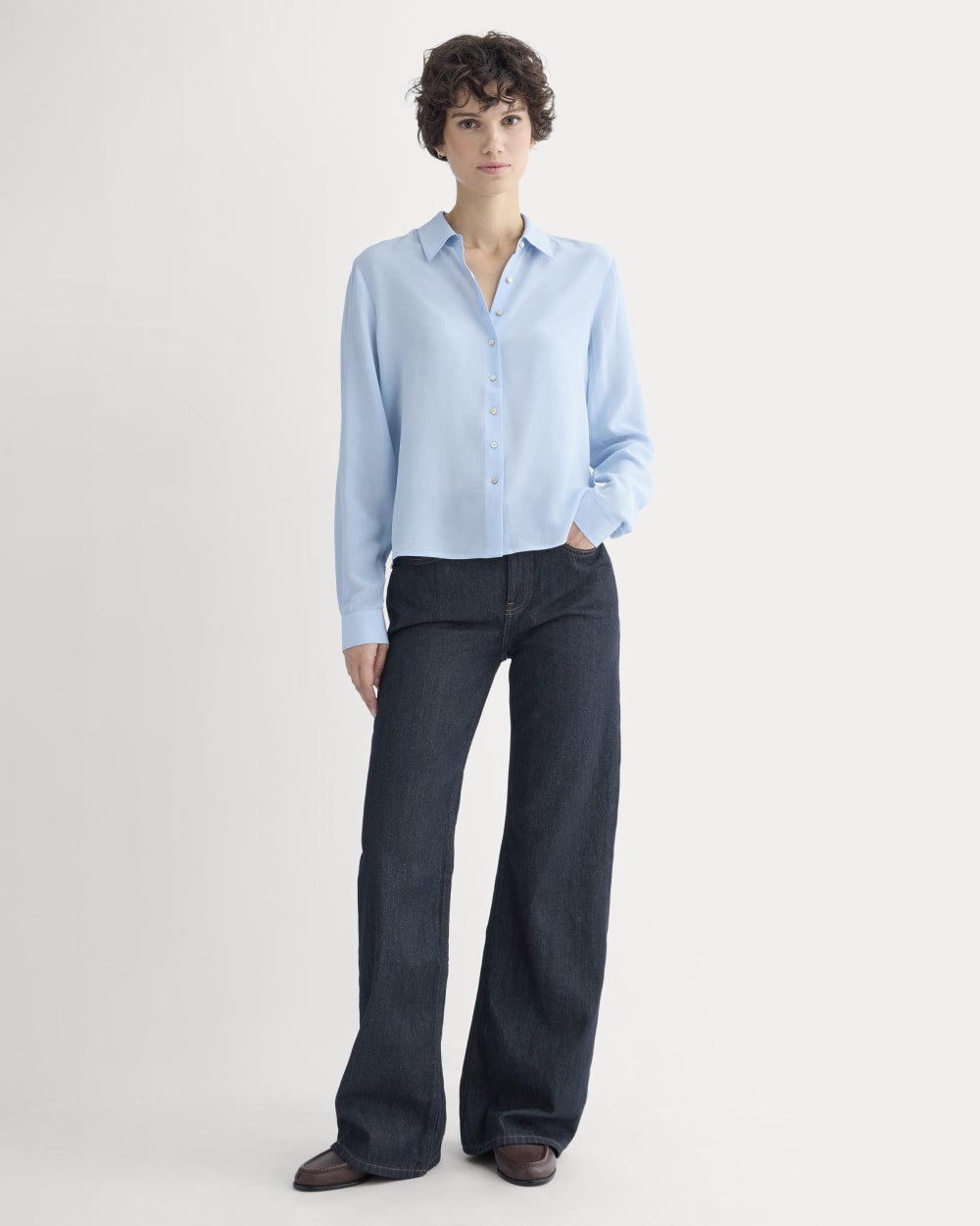 Shrunken Top in Washable Silk | Open Air Blue