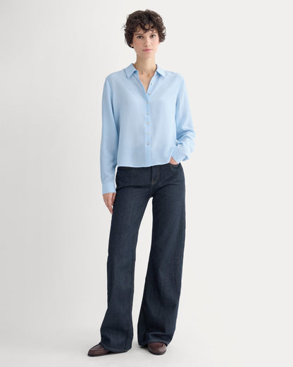 Shrunken Top in Washable Silk | Open Air Blue