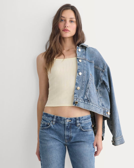 Scoop-Neck Tank in Pointelle | Lemon Icing