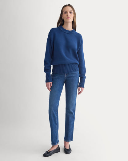 Oversized Cocoon Crew in Elevated Cotton | Estate Blue