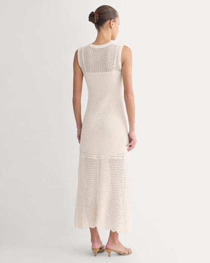 Lace Knit Maxi Sweater Dress | Bone