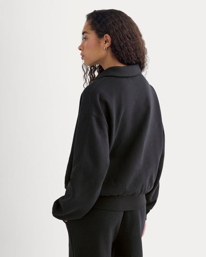 Lightweight Terry Polo Sweatshirt | Black