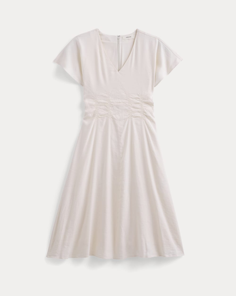 Cinched Dress in Stretch Linen | Bone