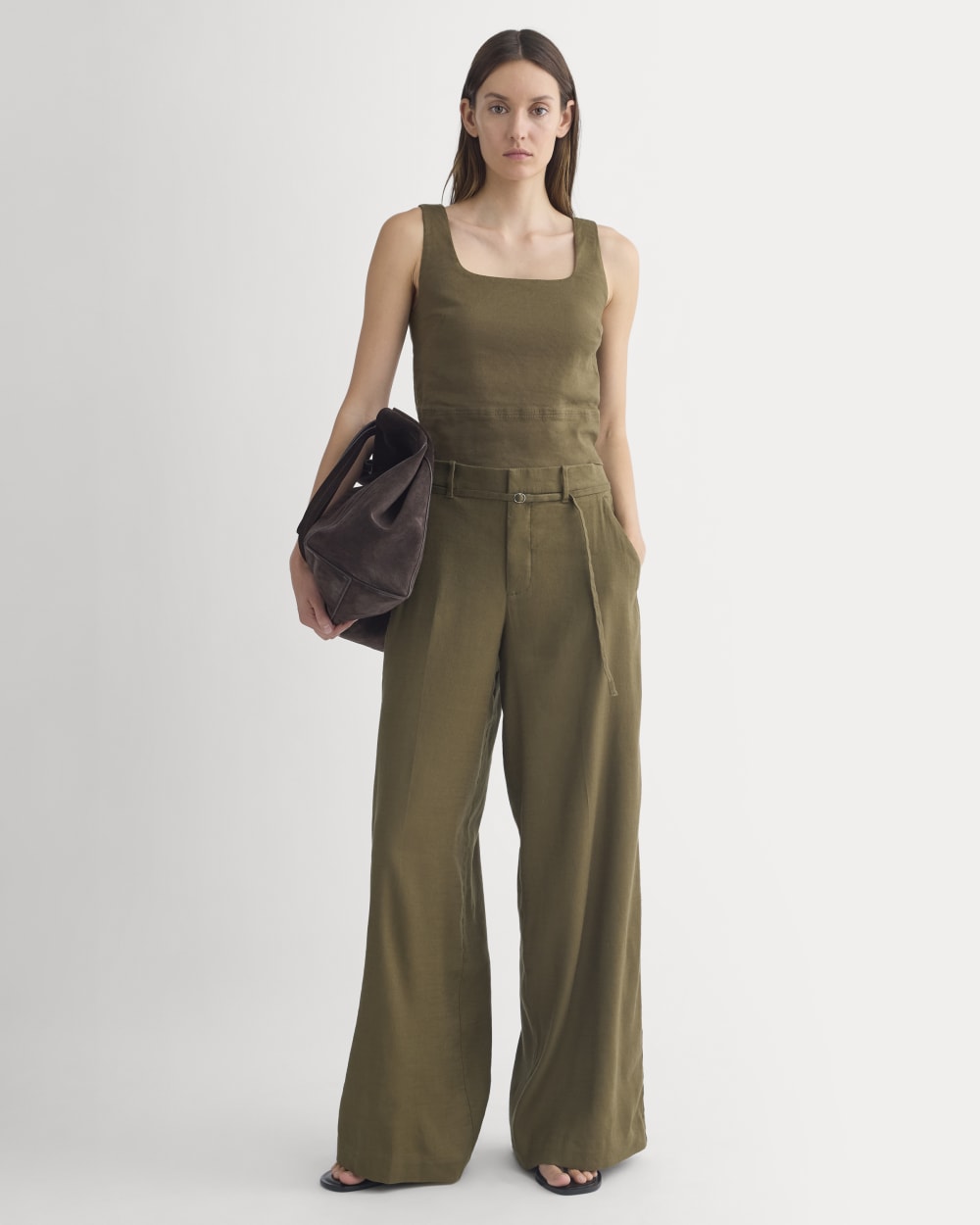 Square Tank in Stretch Linen | Beech