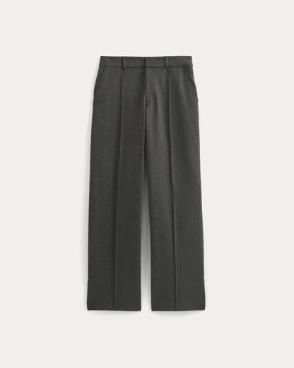 Ponte Wide-Leg Trouser | Heathered Soot