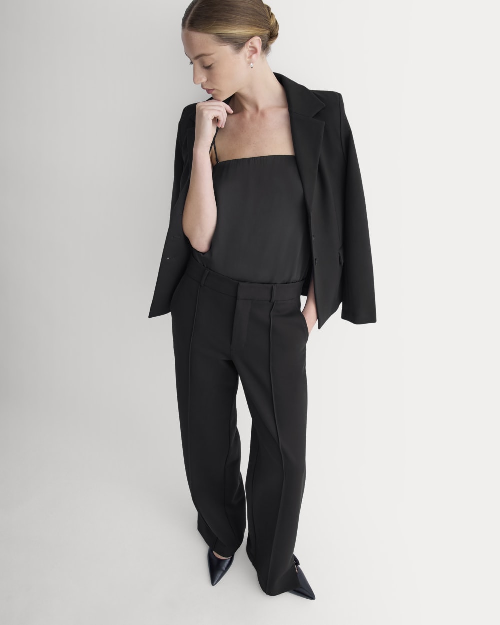 Ponte Wide-Leg Trouser | Black