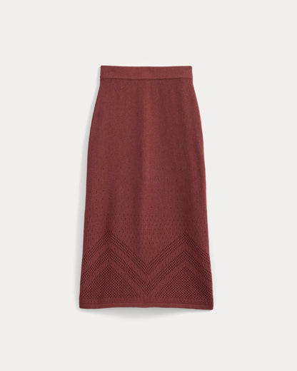 Lace-Knit Maxi Skirt | Henna Red