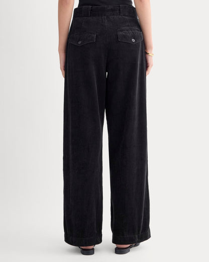 Corduroy Wide-Leg Trouser | Black