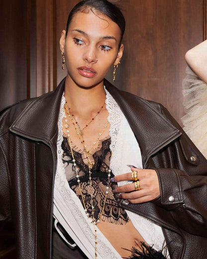 Pearl Cascade Long Station Necklace