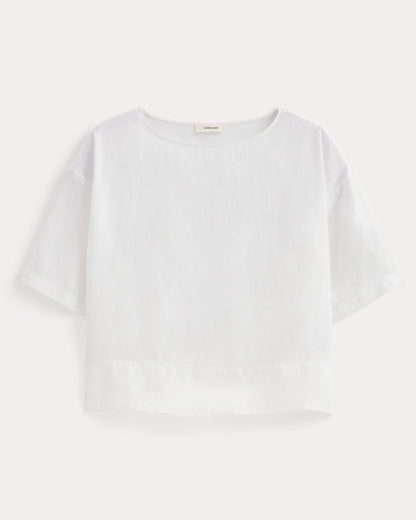 The Boatneck Top in Linen | White