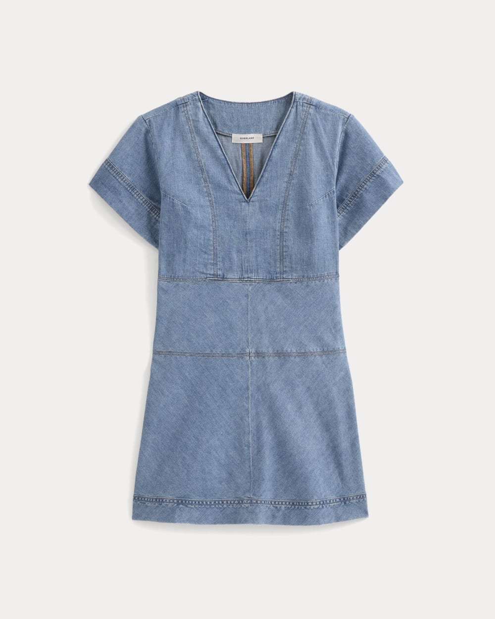 Denim Short-Sleeve Dress | Light Indigo