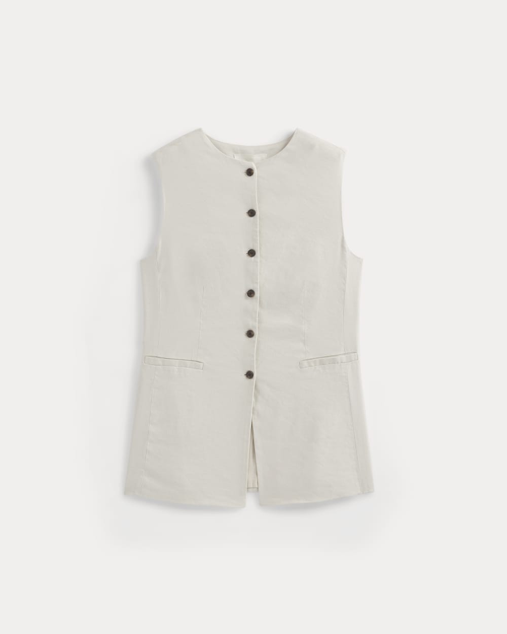 Long Vest in Stretch Linen | Birch