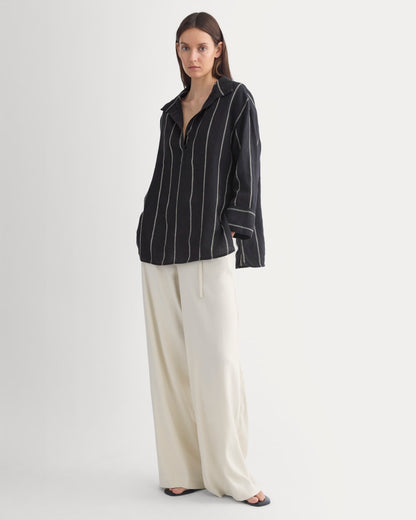 Popover Shirt in Linen | Black