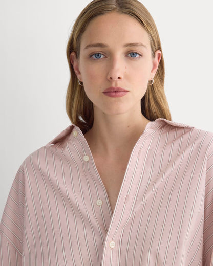 Back-Tie Oversized Shirt in Washed Poplin | Burnished Lilac/Gardenia