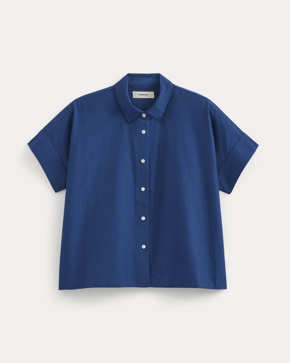 Scalloped-Collar Square Shirt | Estate Blue