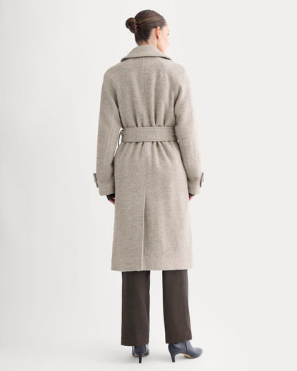 Italian Belted Overcoat | Taupe Herringbone