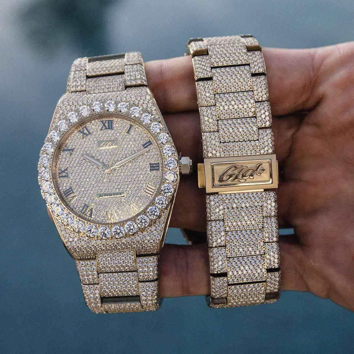 42MM Fully Iced Moissanite Alpha Era® in Gold