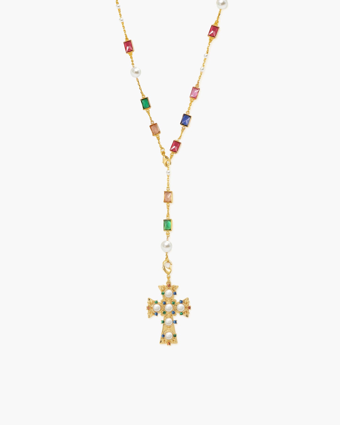 Lover of Helius Pearl Cross Necklace