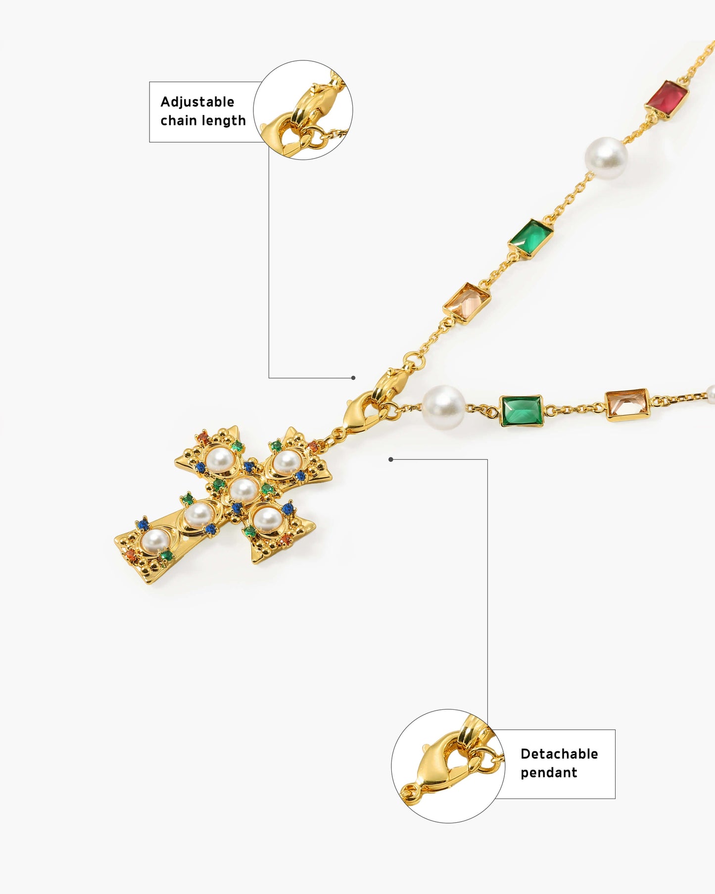 Lover of Helius Pearl Cross Necklace