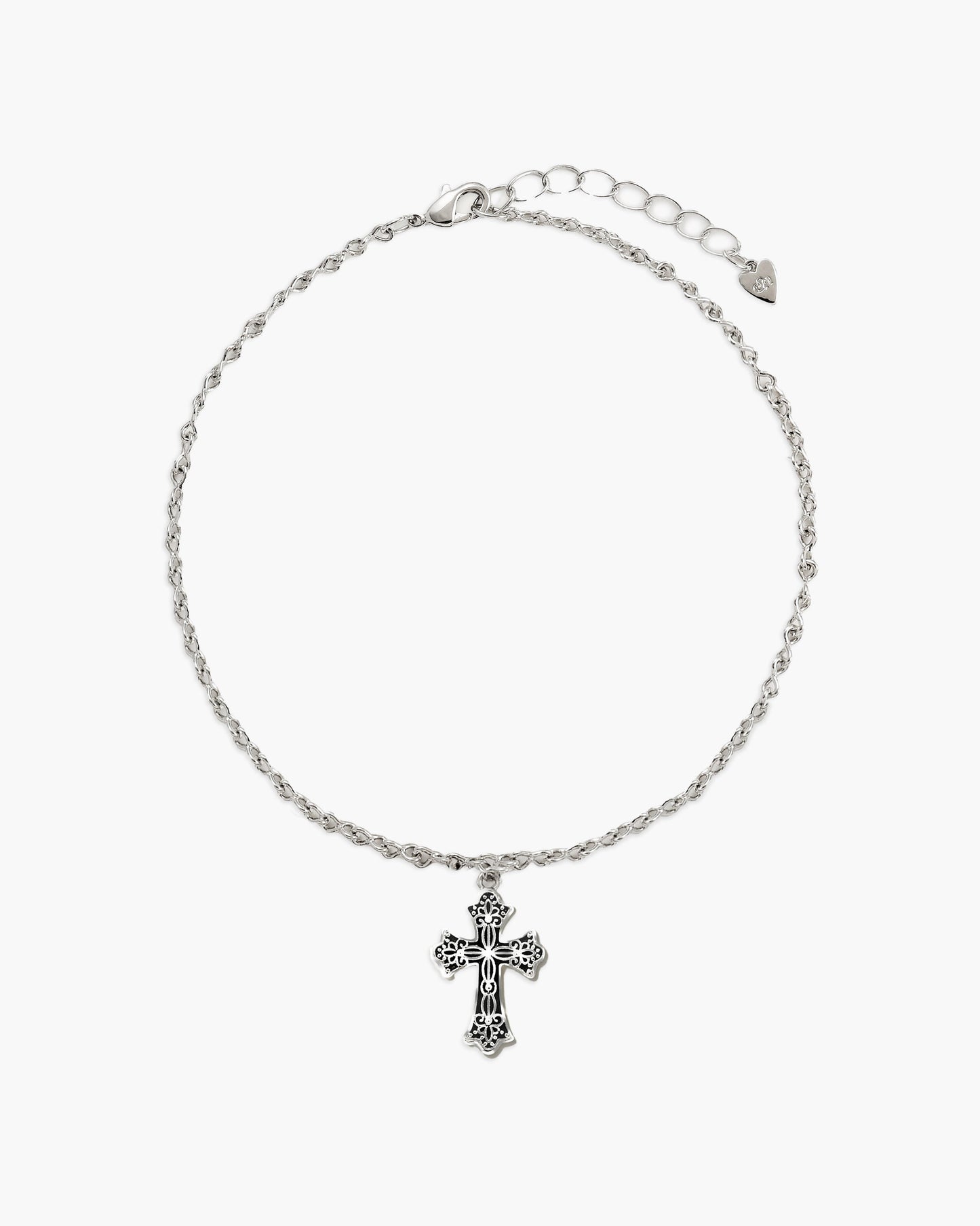 Relic Cross Charm Anklet in Silver