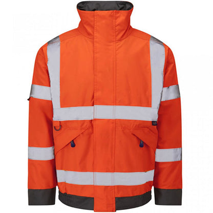 Leo Workwear Chivenor Orange EcoViz 4K Baffle Lined Waterproof Hi Vis Bomber Jacket