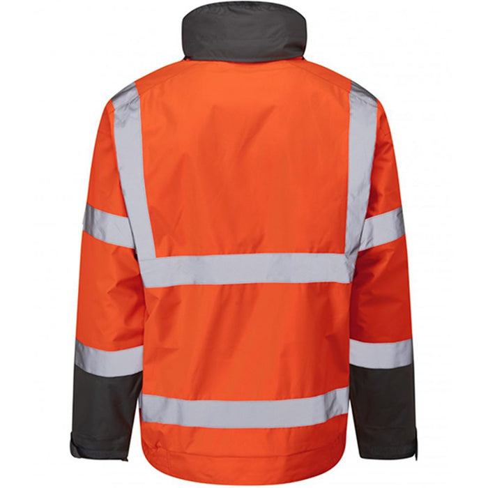 Leo Workwear Chivenor Orange EcoViz 4K Baffle Lined Waterproof Hi Vis Bomber Jacket