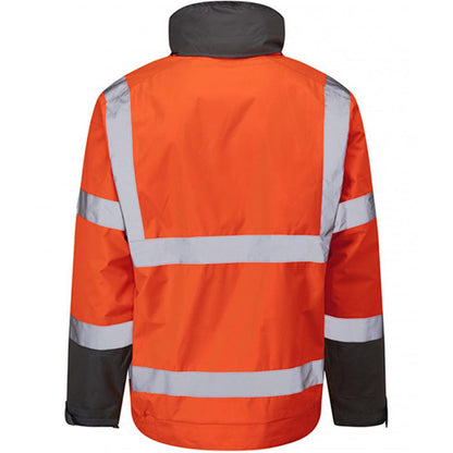 Leo Workwear Chivenor Orange EcoViz 4K Baffle Lined Waterproof Hi Vis Bomber Jacket